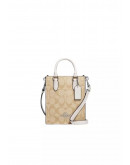 Coach North South Mini Tote Bag Signature In Light Khaki Chalk CJ494