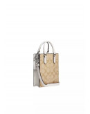 Coach North South Mini Tote Bag Signature In Light Khaki Chalk CJ494