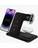 3 in 1 Fast Charging Station, USB-C Wireless Charger Stand for iPhone 15/14/13/12/11 Series, iWatch Ultra/9/8/7/6/5/4/3/2/1, AirPods 3/2/1/Pro/Pro2, Multi-Device Charging Dock with Horizontal & Vertical Options