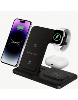 3 in 1 Fast Charging Station, USB-C Wireless Charger Stand for iPhone 15/14/13/12/11 Series, iWatch Ultra/9/8/7/6/5/4/3/2/1, AirPods 3/2/1/Pro/Pro2, Multi-Device Charging Dock with Horizontal & Vertical Options