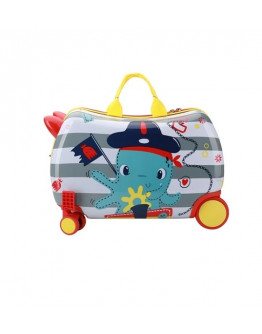 Roll and Play Ride on Suitcase Kids Baby Luggage Bagasi Kartun Budak Scooter Bike Travel Beg Holiday Roda Toys