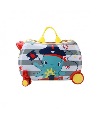 Roll and Play Ride on Suitcase Kids Baby Luggage Bagasi Kartun Budak Scooter Bike Travel Beg Holiday Roda Toys