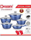 DESSINI ITALY Cookware Set , Non Stick Granite Cooking Pot Frying Pan，DESSINI 12pcs - Random Color