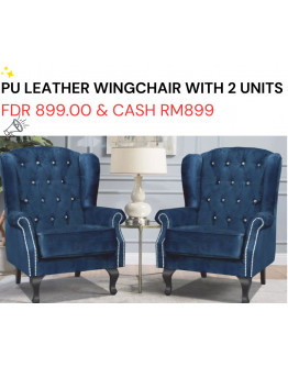 ENGLISH WING CHAIR 2 UNITS PU LEATHER PAYMENT OPTION > BANK TRANSFER 50% & FDR 50%